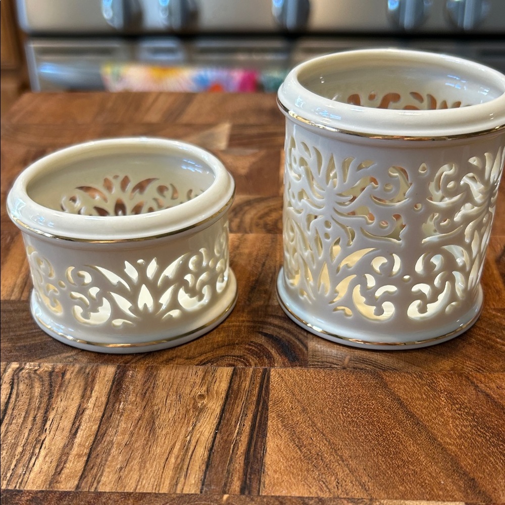 Lenox Elegant China Cream Candle Holders